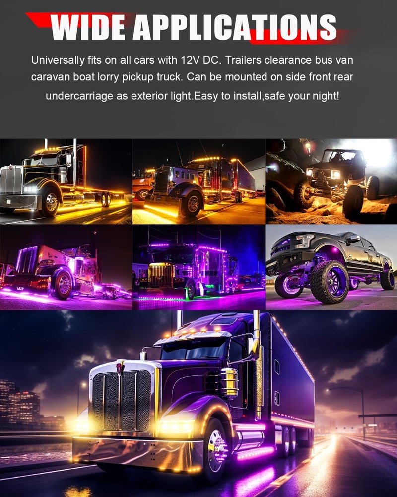 BJZ 3/4" Round Trailer Marker LED Lights Amber to Purple Dual Color Side Clearance Tail Bullet Light 12V 4LED Indicator Light w/Clear Lens for Trailer Truck Van RV ATV Bus, 10Pcs - Image 3